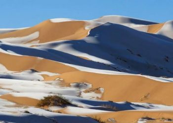 Kristal Es Menghampar, Fenomena Langka Saat Salju di Gurun Sahara